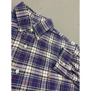 Polo Ralph Lauren Mens XL‎ Classic Fit Plaid Button Down Shirt Blue White Red